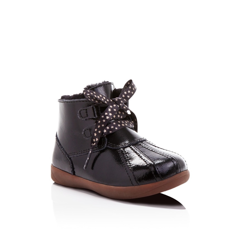 UGG Black Leather Lace-Up Boots